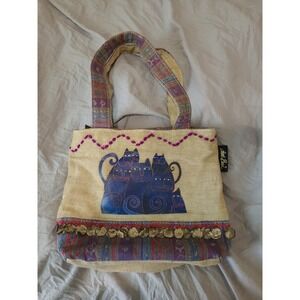 Laurel Burch Feline Friends colorful Tote/handbag boho crazy lady cat artsy cats